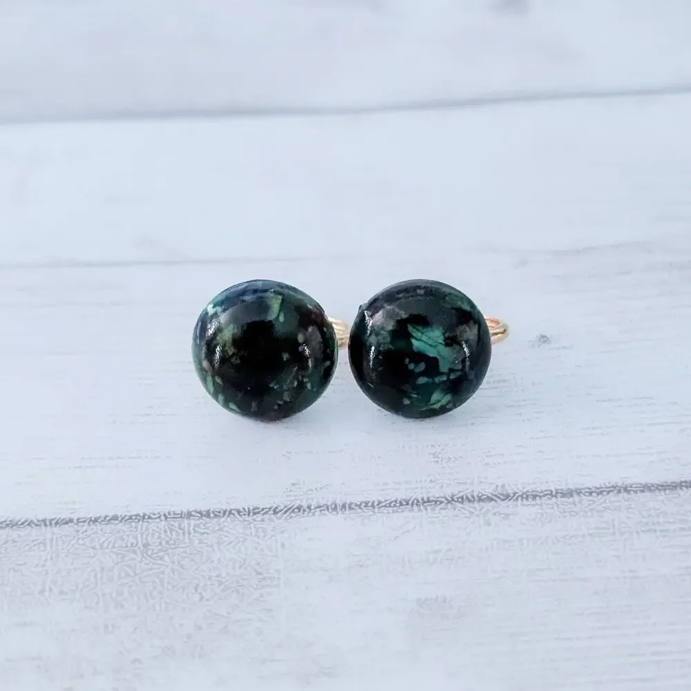 Vintage Clip On Earrings Green Tones 0.5